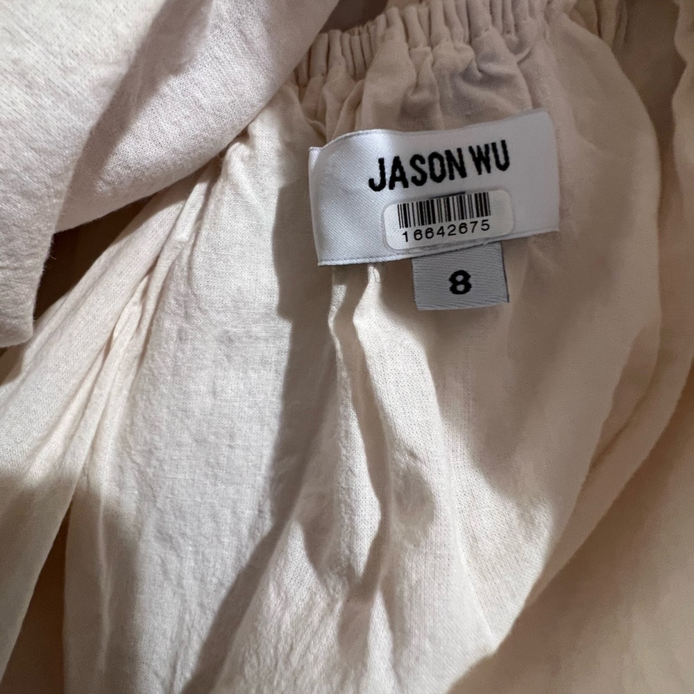 Jason Wu Floral Cotton Midi Dress Cream Lavender Size 8 - Picture 5 of 9